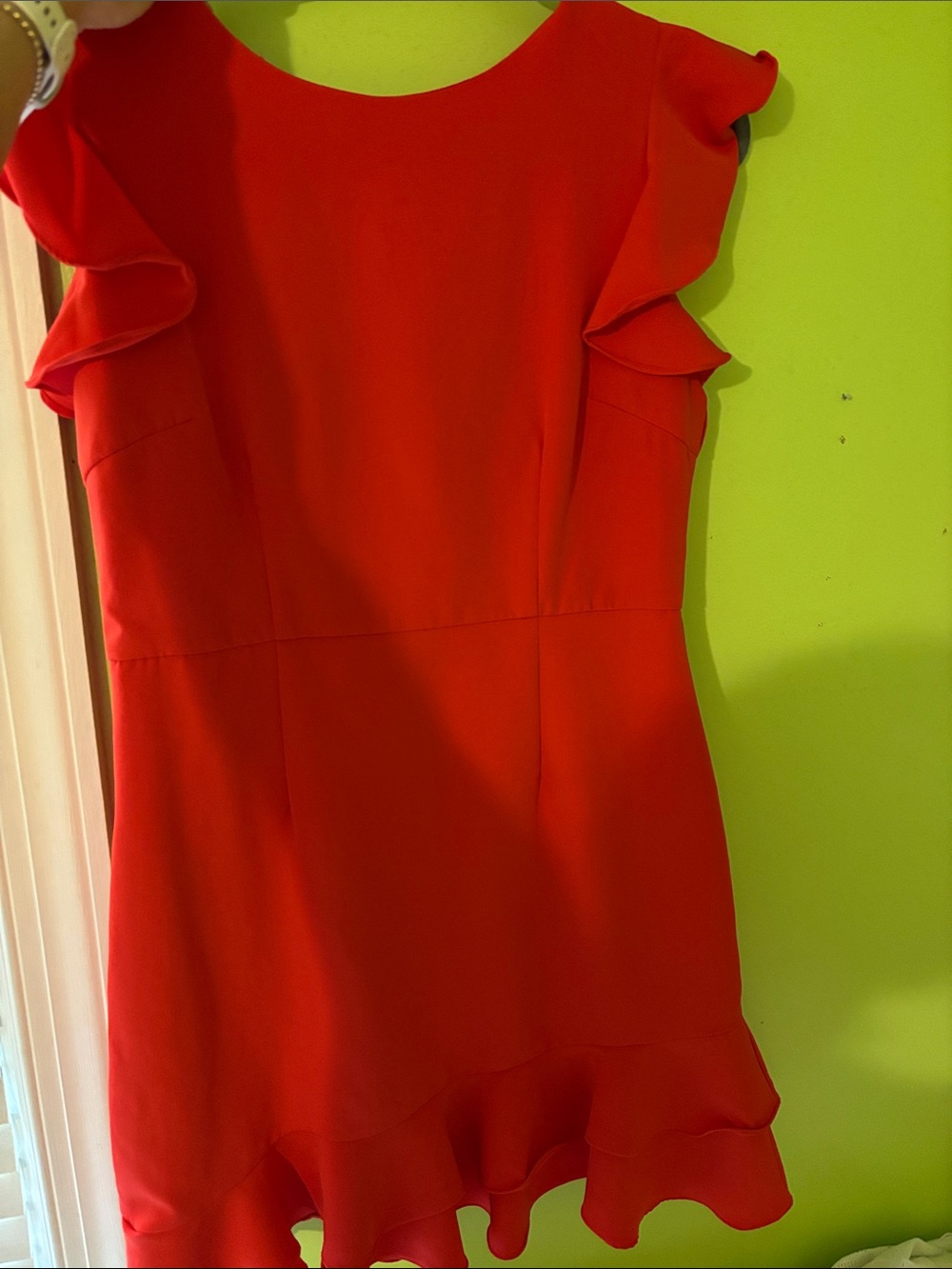 The Impeccable Pig Red Ruffle Sleeve Dress